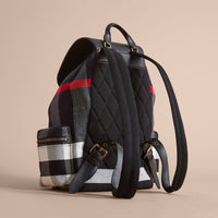 Grand sac The Rucksack en toile Canvas check et cuir - Black