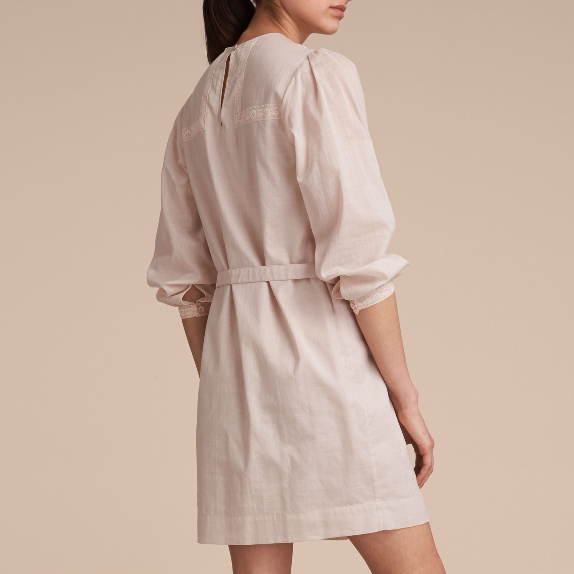 Robe en coton avec dentelle à nervures - Chalk Pink