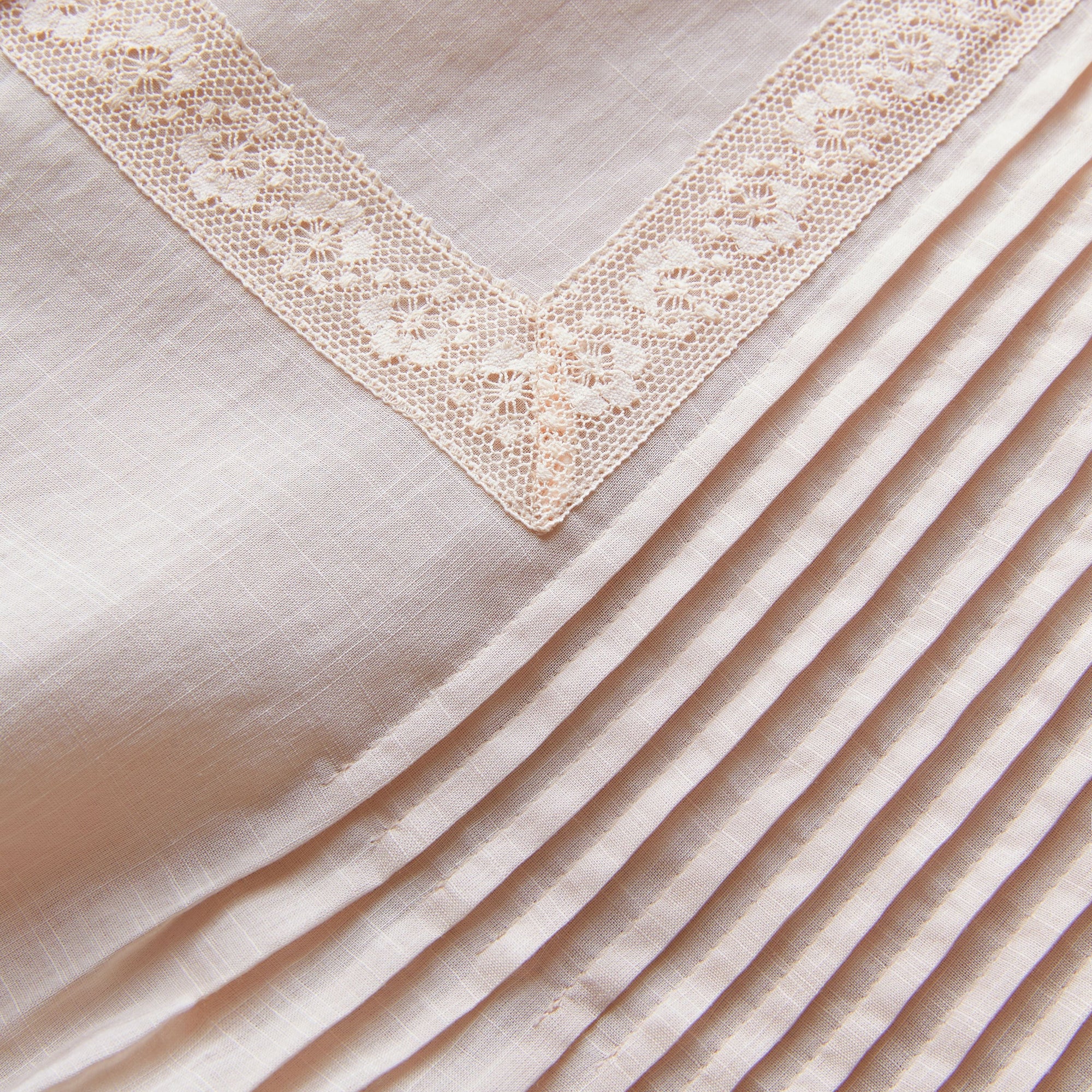 Robe en coton avec dentelle à nervures - Chalk Pink