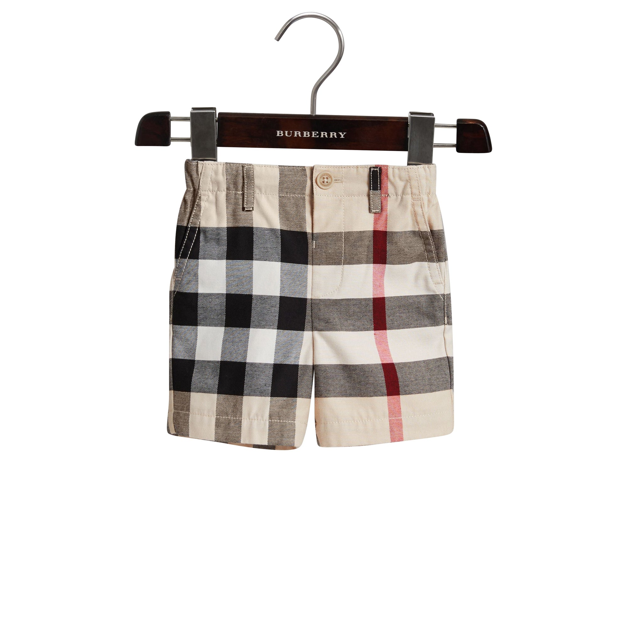 Short chino en coton à motif check - Stone