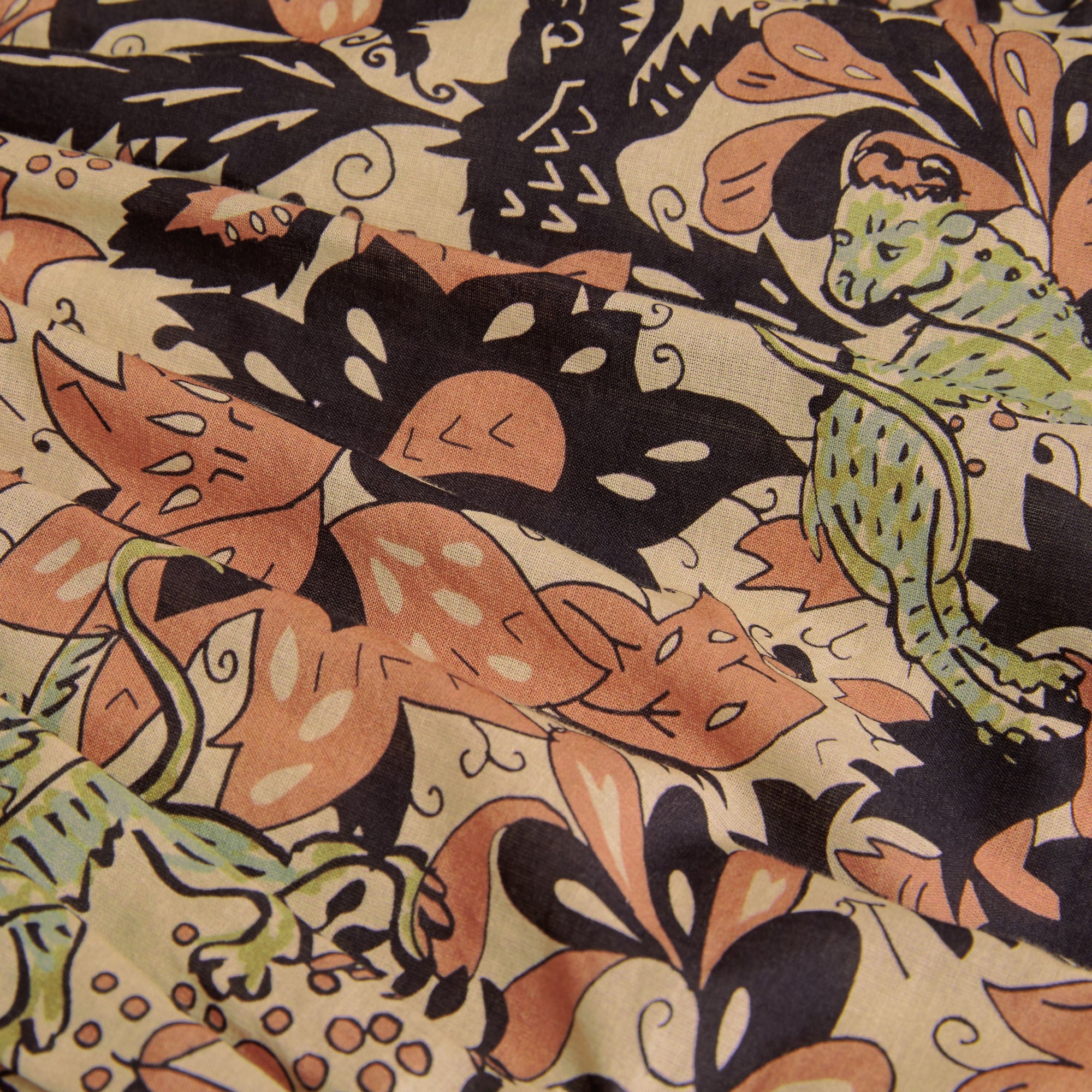 Robe froncée en coton avec imprimé Bestiaire - Antique Taupe Pink
