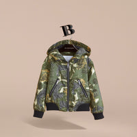 Bomber à capuche avec imprimé Bestiaire - Sage Green