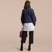 Sweat-shirt en jersey de coton avec manches bouffantes - Indigo