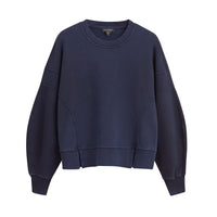 Sweat-shirt en jersey de coton avec manches bouffantes - Indigo