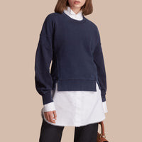 Sweat-shirt en jersey de coton avec manches bouffantes - Indigo