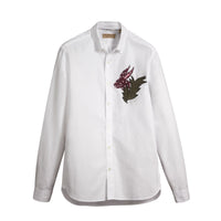 Chemise Oxford en coton à col boutonné avec motif Bestiaire - White