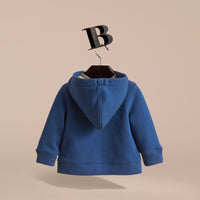 Haut en coton avec capuche à motif check - Marine Blue