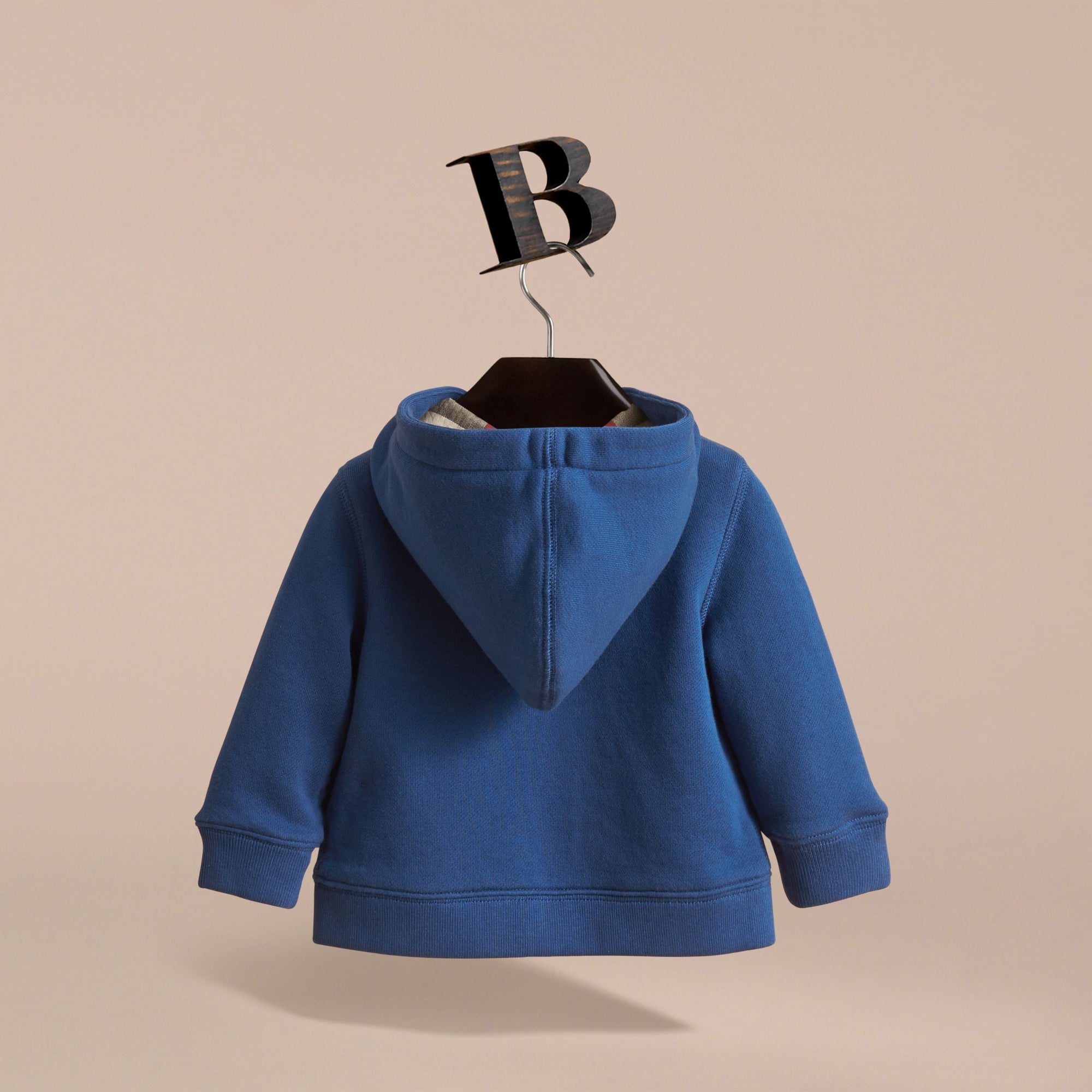 Haut en coton avec capuche à motif check - Marine Blue