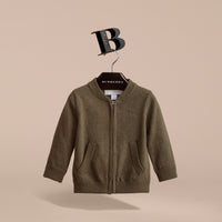 Cardigan zippé à détails check - Olive Melange