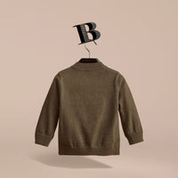 Cardigan zippé à détails check - Olive Melange