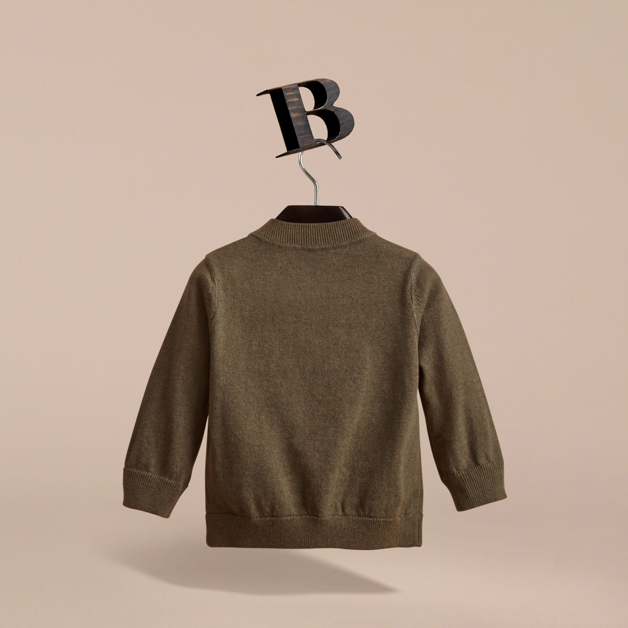 Cardigan zippé à détails check - Olive Melange