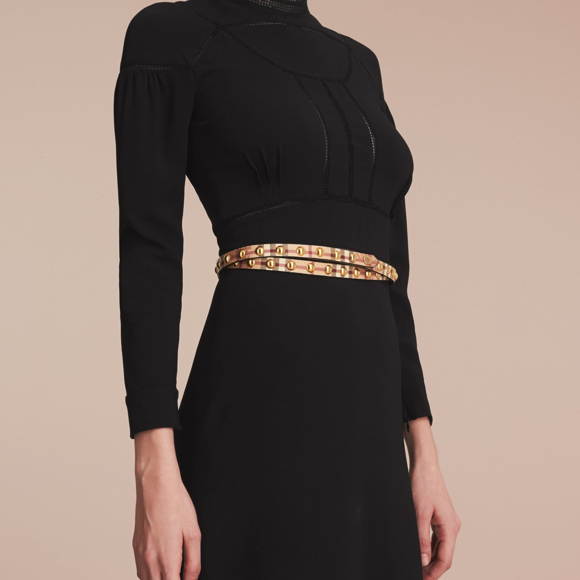 Ceinture double tour cloutée en tissu Haymarket check - Haymarket