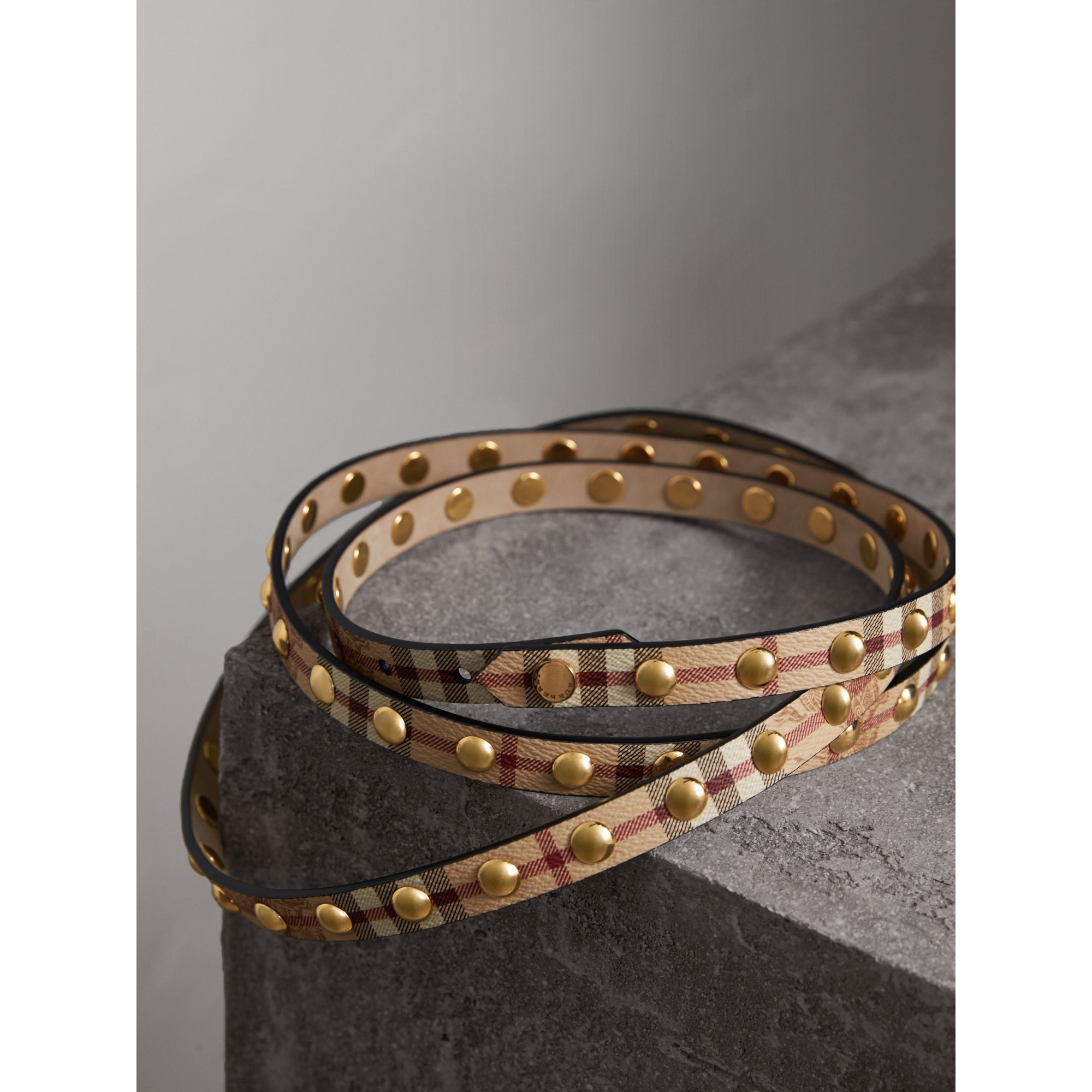 Ceinture double tour cloutée en tissu Haymarket check - Haymarket