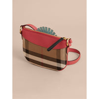 Sac à bandoulière en coton House check et cuir - Cinnamon Red