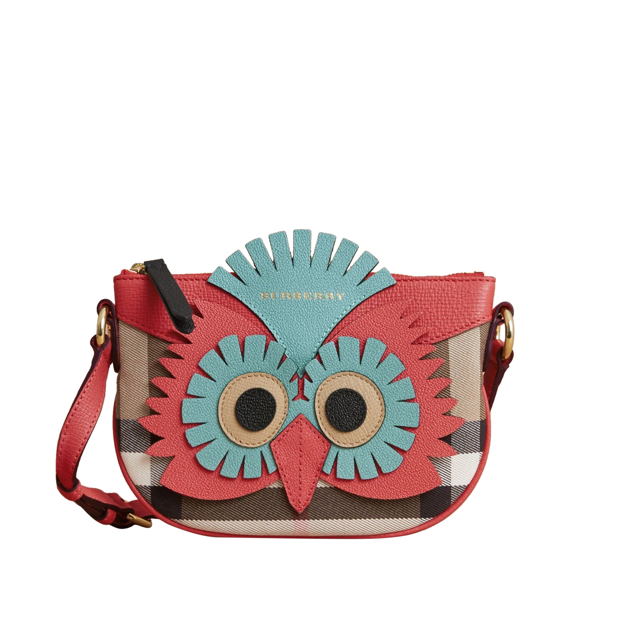 Sac à bandoulière en coton House check et cuir - Cinnamon Red