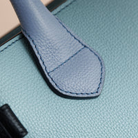 Sac The Banner medium en cuir tricolore et coton House check - Pale Opal & Slate Blue