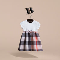 Robe t-shirt en jersey de coton à motif check - Vintage Pink