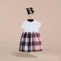 Robe t-shirt en jersey de coton à motif check - Vintage Pink