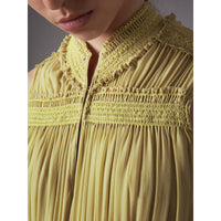 Robe en Georgette de soie avec détails ruchés - Cornflower Yellow