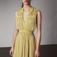 Robe en Georgette de soie avec détails ruchés - Cornflower Yellow