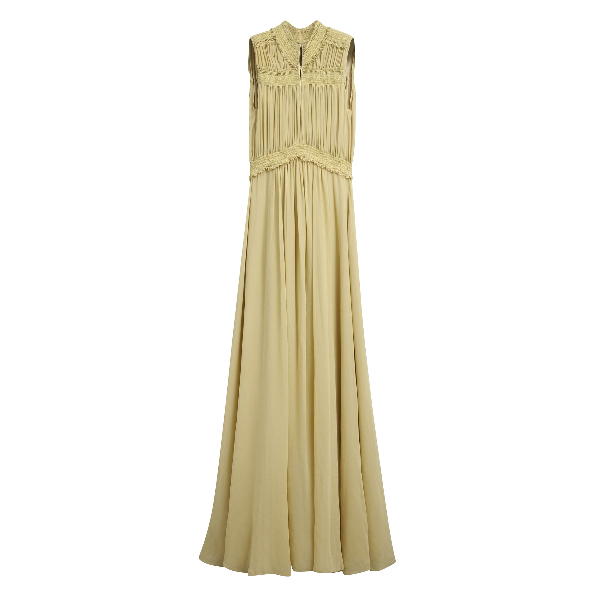 Robe en Georgette de soie avec détails ruchés - Cornflower Yellow