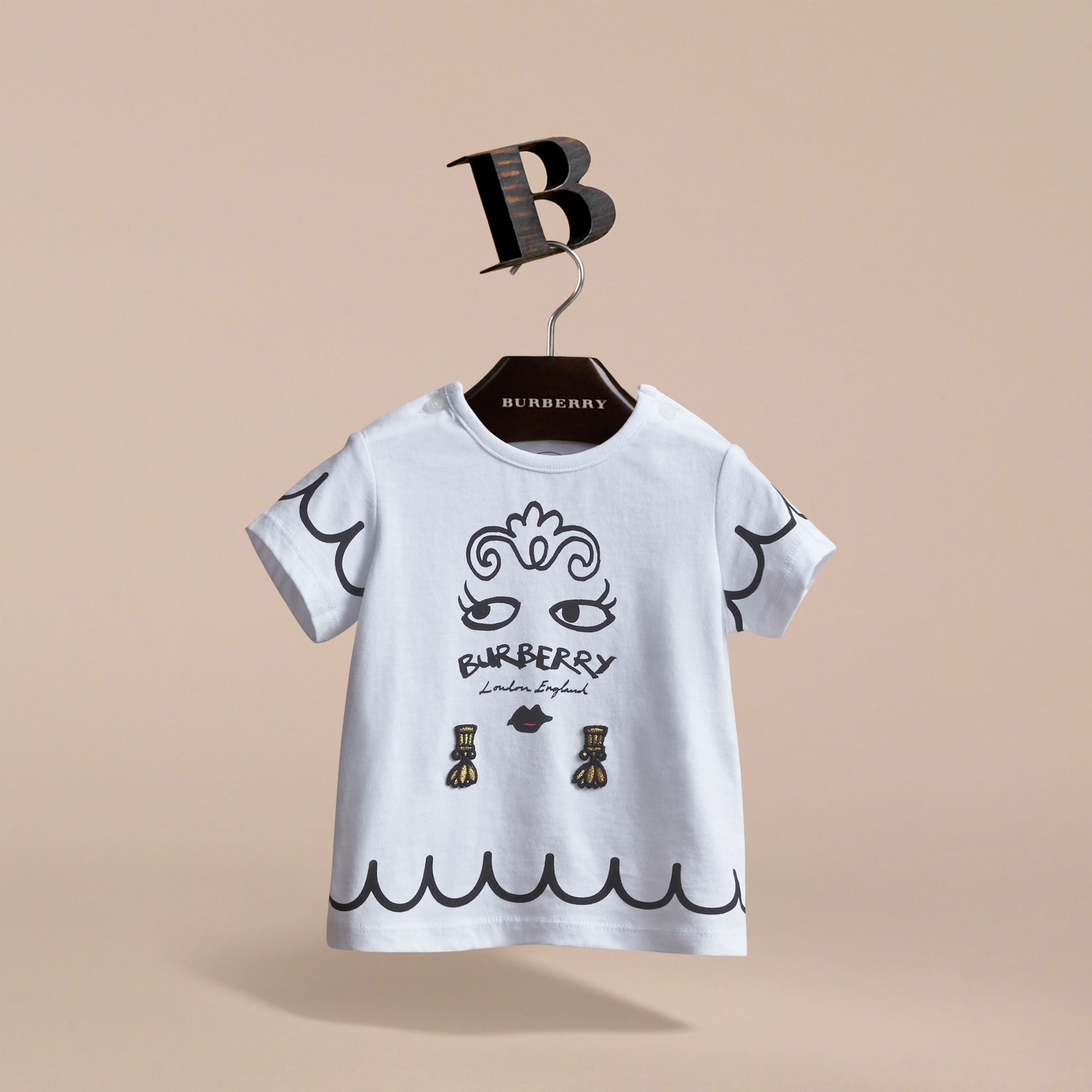T-shirt en coton avec imprimé Lady - White