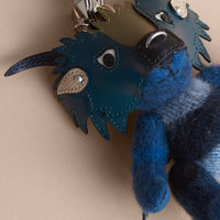 Porte-clés Thomas bear en cachemire check avec détail Bestiaire - Marine Blue