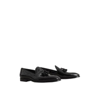 Mocassins en cuir verni avec pampilles - Black