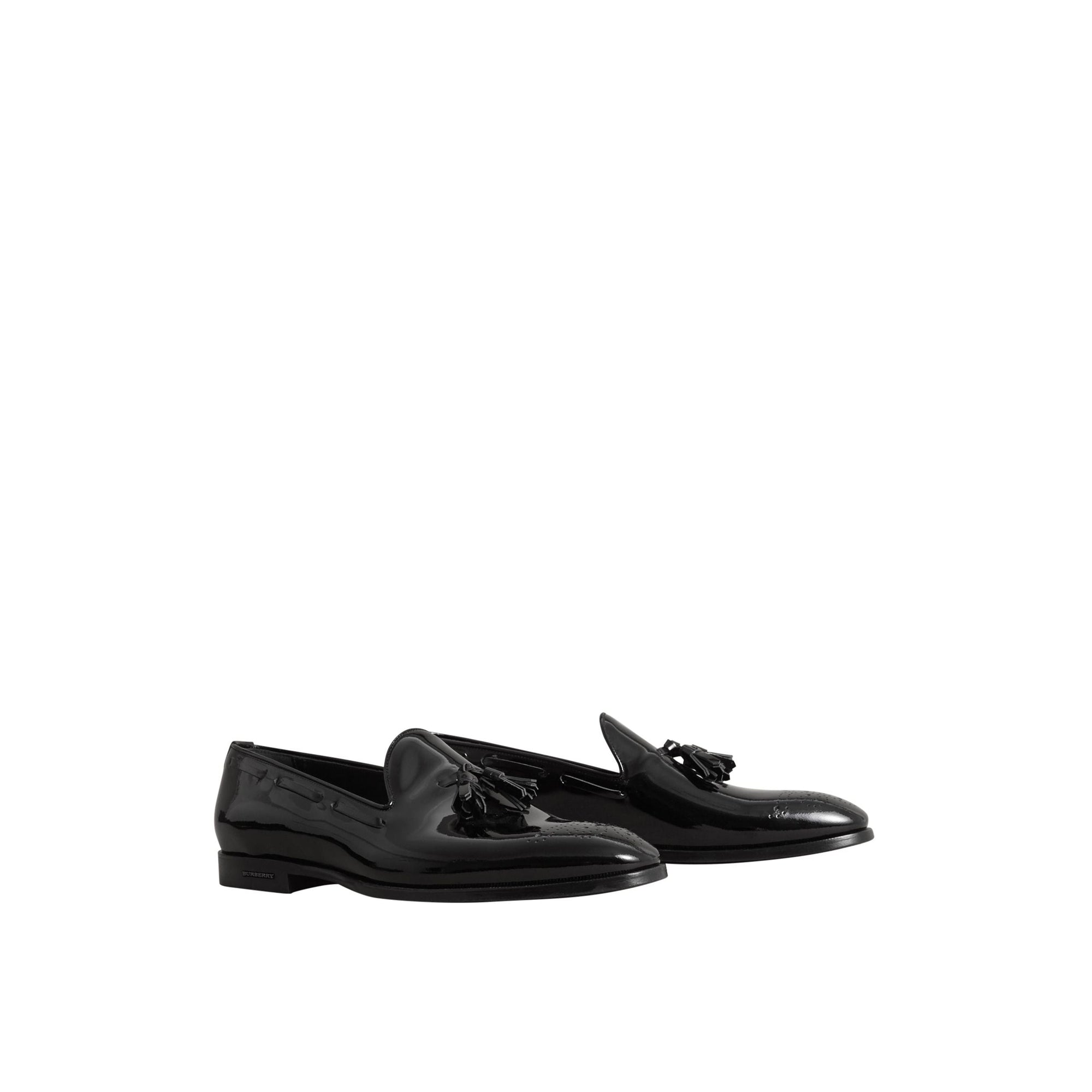 Mocassins en cuir verni avec pampilles - Black
