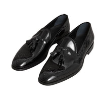 Mocassins en cuir verni avec pampilles - Black