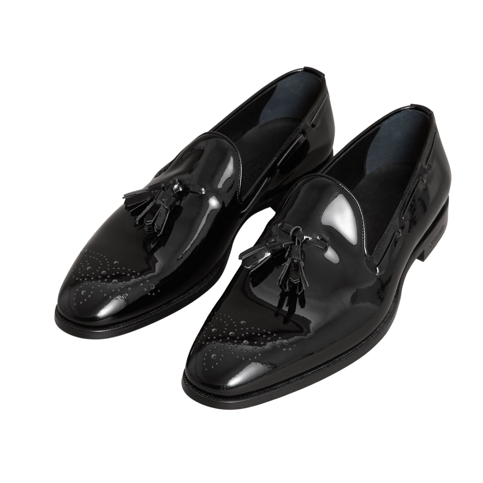 Mocassins en cuir verni avec pampilles - Black