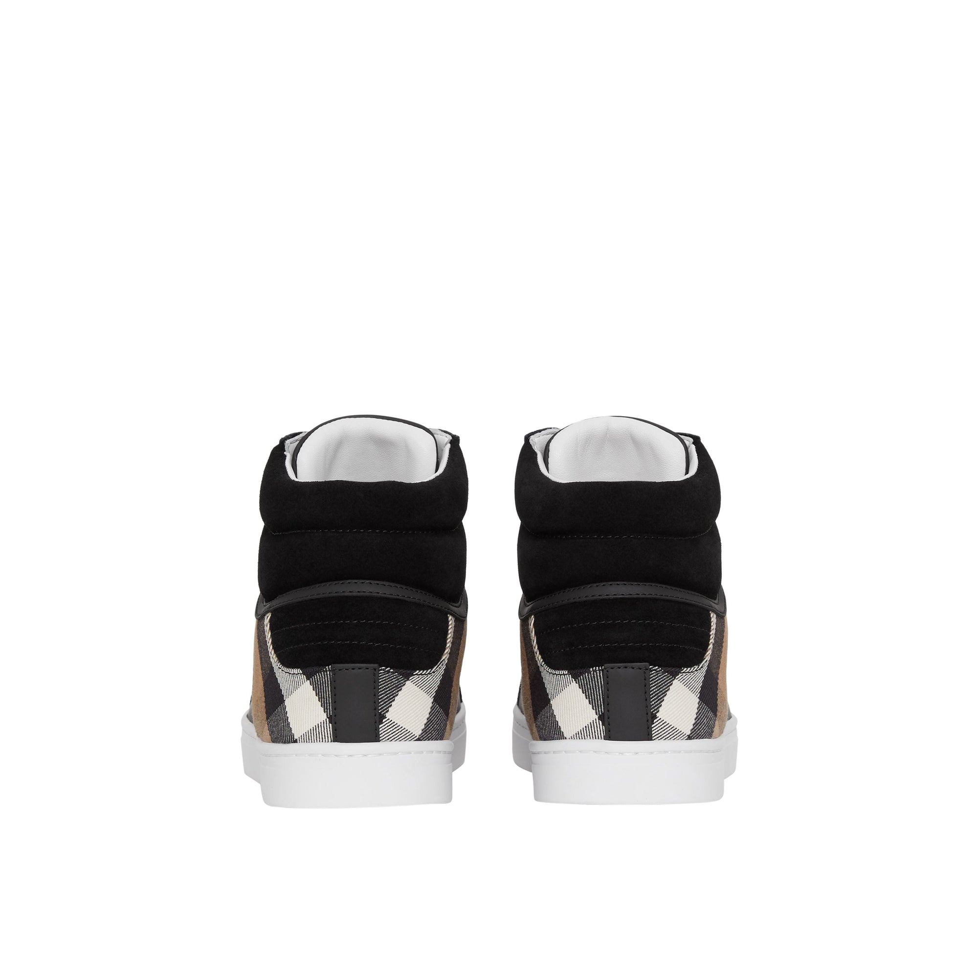 Sneakers montantes en cuir et tissu House check - Black