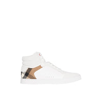 Sneakers montantes en cuir et tissu House check - Optic White