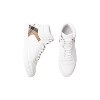 Sneakers montantes en cuir et tissu House check - Optic White