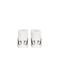 Sneakers montantes en cuir et tissu House check - Optic White