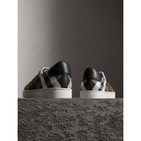Sneakers en cuir et coton House check surteint - Dark Mltry Green & Black