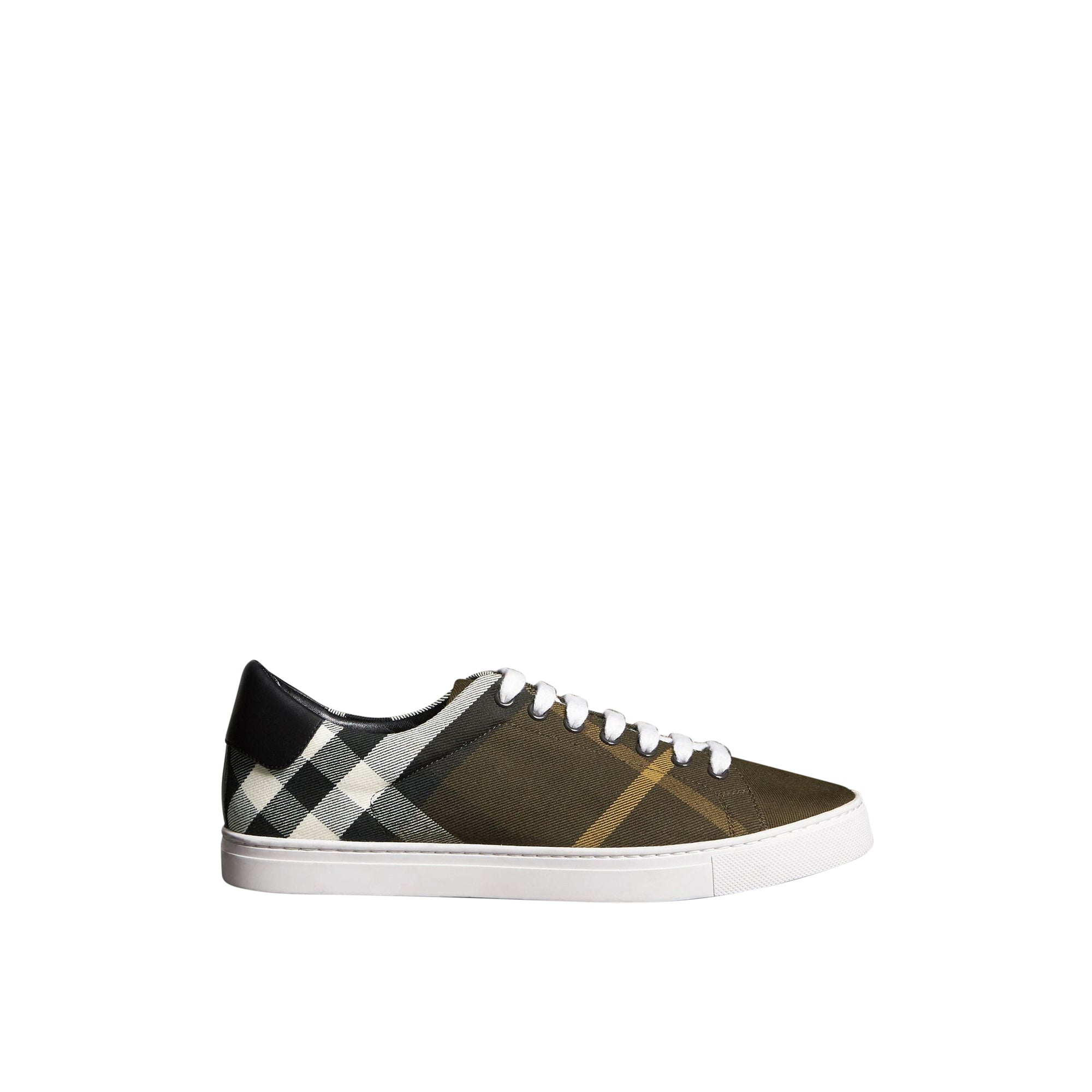 Sneakers en cuir et coton House check surteint - Dark Mltry Green & Black