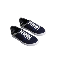 Sneakers en cuir et coton House check surteint - Indigo Blue & Black