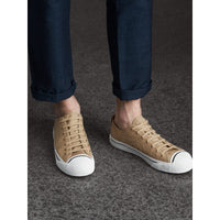 Sneakers en gabardine de coton avec surpiqûres - Honey