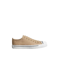 Sneakers en gabardine de coton avec surpiqûres - Honey