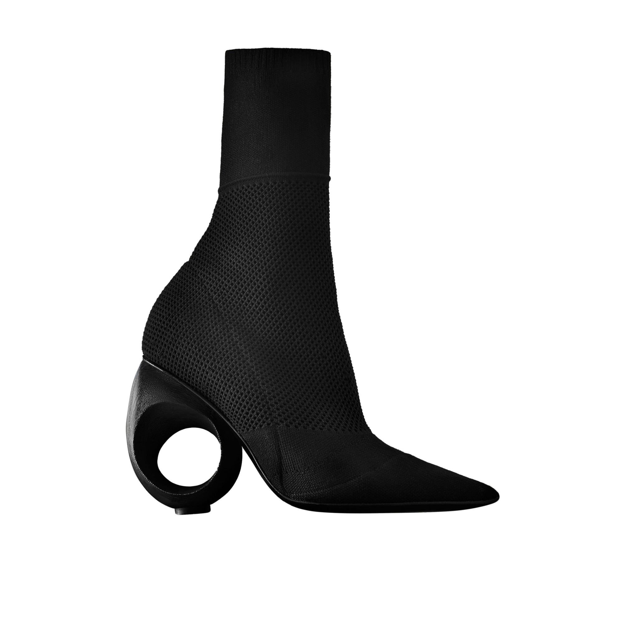 Bottes mi-mollet en maille avec talon sculpté - Black