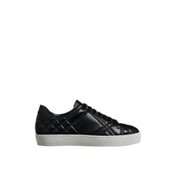 Sneakers en cuir matelassé à motif check - Black