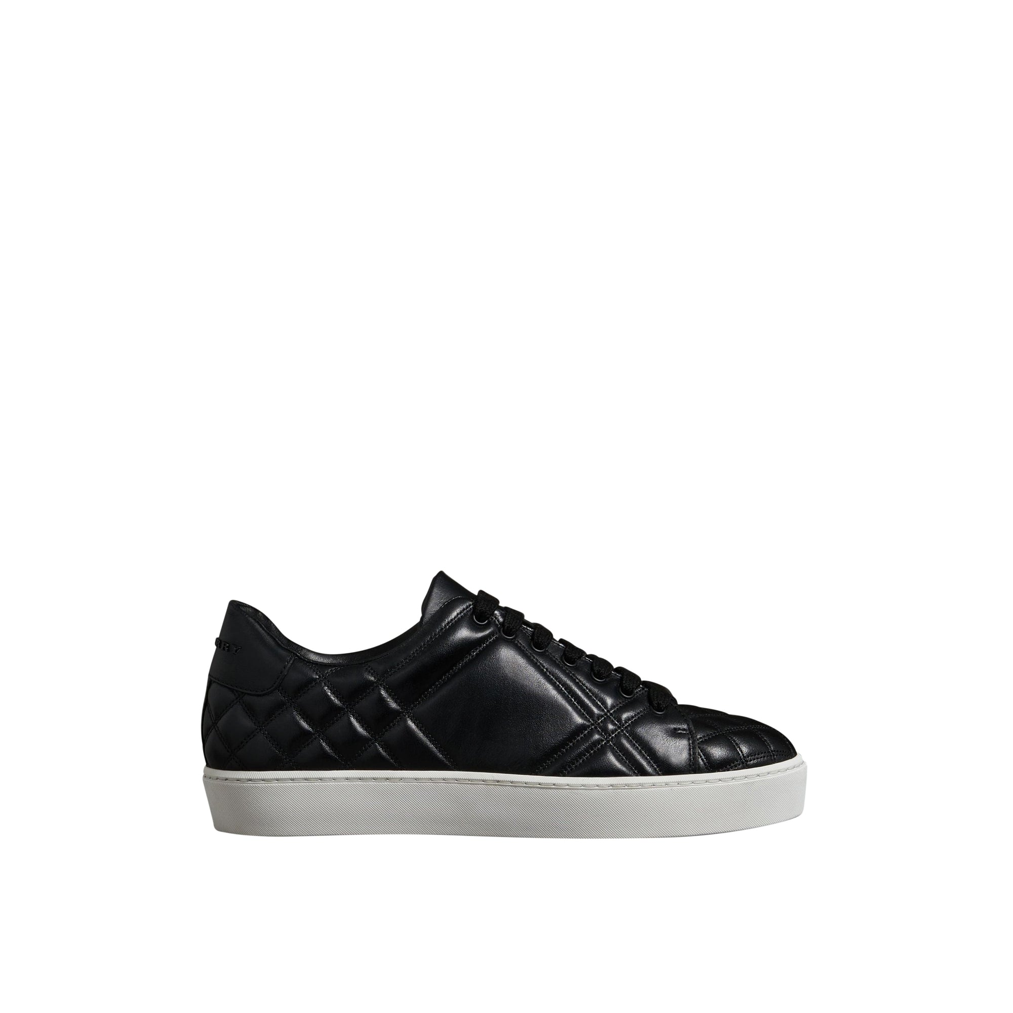 Sneakers en cuir matelassé à motif check - Black