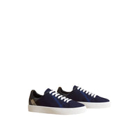 Sneakers en cuir et coton House check surteint - Indigo Blue