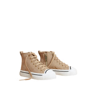 Sneakers montantes en gabardine de coton avec surpiqûres - Honey