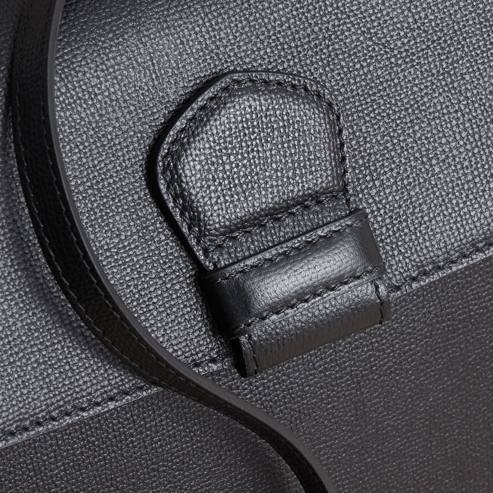 Sac tote medium en cuir grainé et coton House check - Black