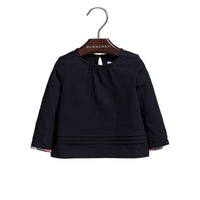 Haut en coton avec plis et motif check - Navy