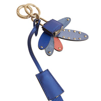 Bijou porte-clés en cuir à motif Bestiaire avec cadenas - Hydrangea Blue