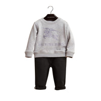 Sweat-shirt en jersey de coton brodé - Grey Melange