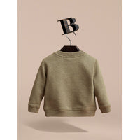 Sweat-shirt en jersey de coton brodé - Khaki Green Melange